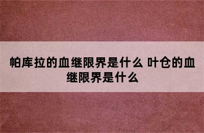 帕库拉的血继限界是什么 叶仓的血继限界是什么